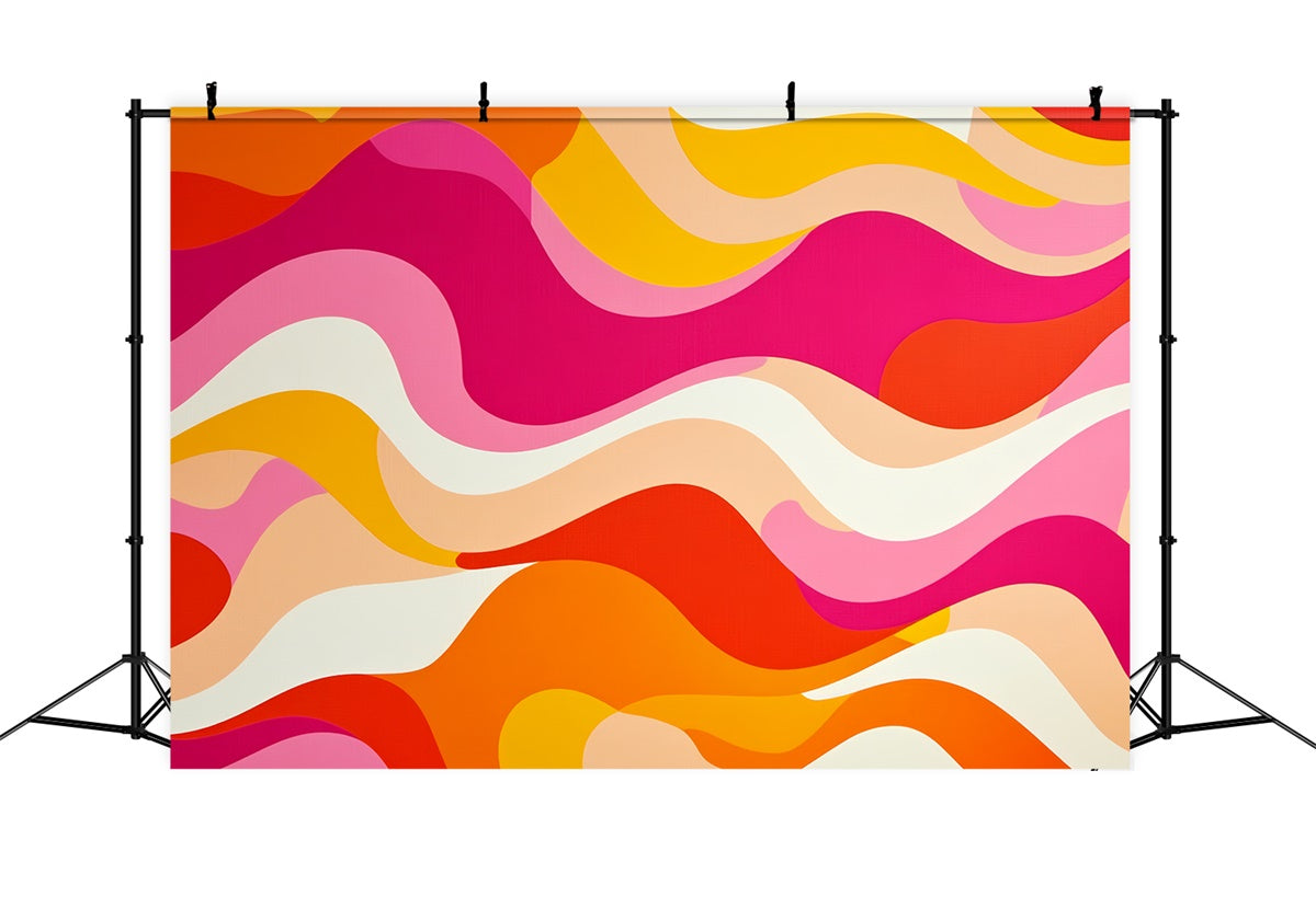 70s Photo Backdrop Retro Pink Orange Wave Backdrop CSH5-173