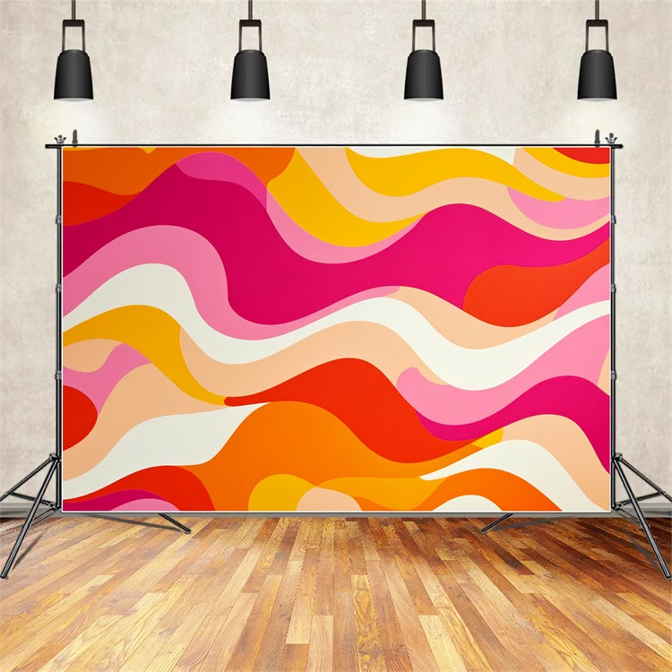 70s Photo Backdrop Retro Pink Orange Wave Backdrop CSH5-173
