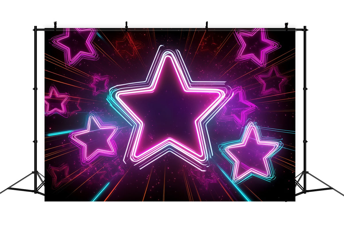 80's Photo Backdrop Radiant Neon Star Glow Backdrop CSH5-189