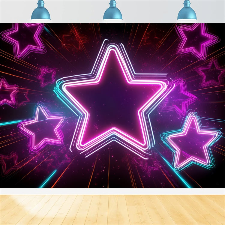 80's Photo Backdrop Radiant Neon Star Glow Backdrop CSH5-189