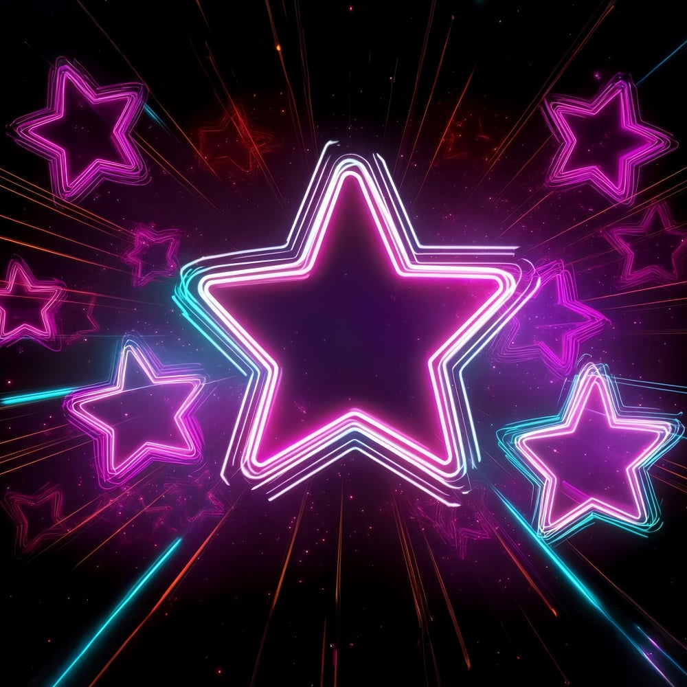 80's Photo Backdrop Radiant Neon Star Glow Backdrop CSH5-189
