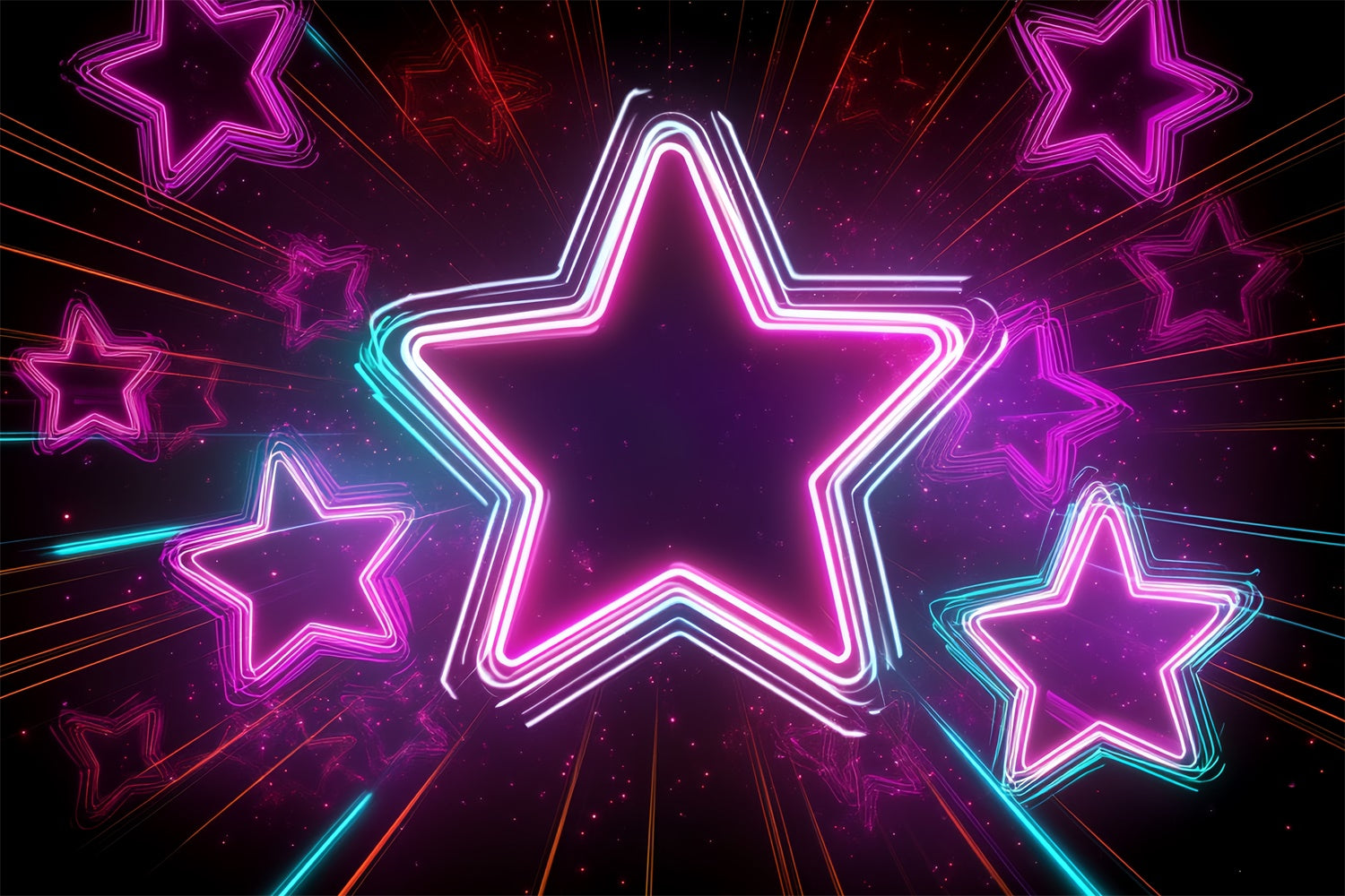 80's Photo Backdrop Radiant Neon Star Glow Backdrop CSH5-189