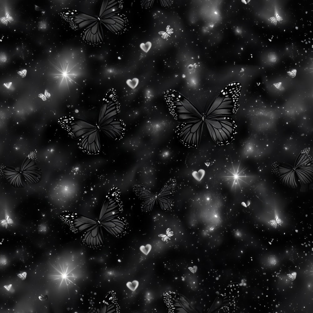 90s Backdrop Black Butterfly Glitter Hearts Backdrop CSH5-198