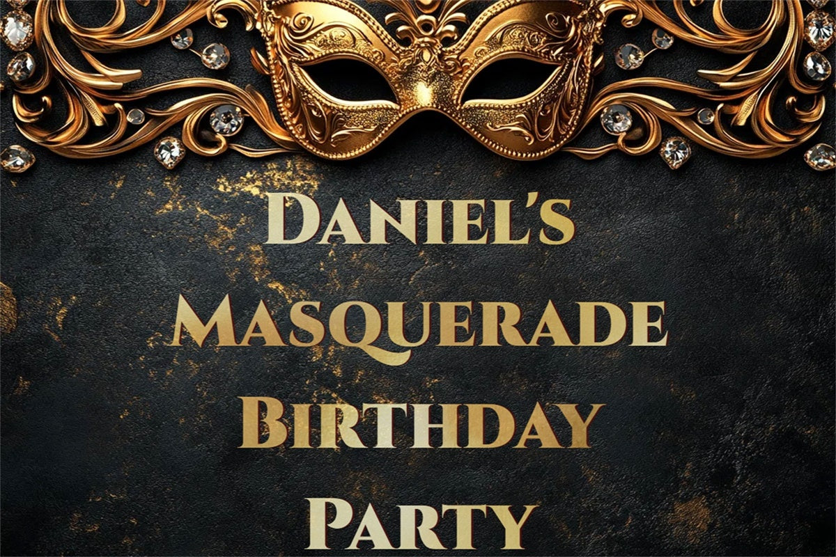 Masquerade Party Ideas Crystal Gold Mask Custom Birthday Backdrop CSH5-252