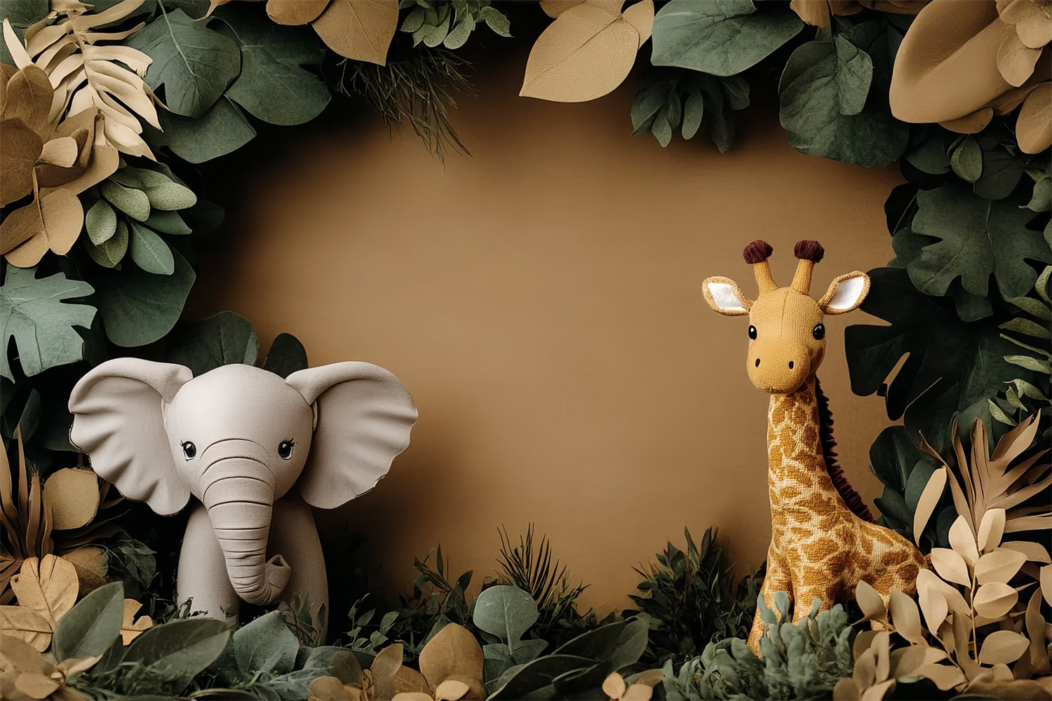 Newborn Photo Backdrop Jungle Leaf Safari Backdrop CSH5-308