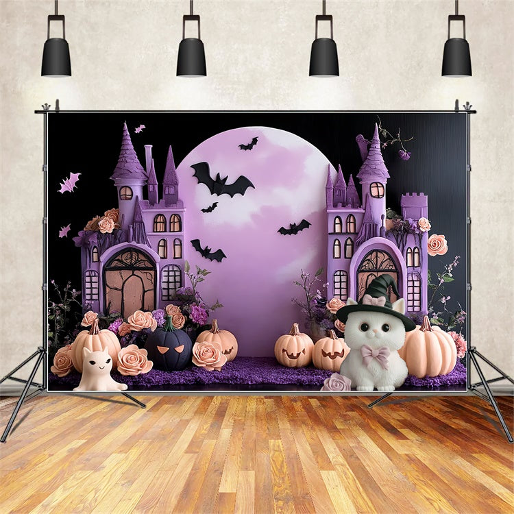 Halloween Backdrop Ideas Bats Blooms Castle Children Backdrop CSH5-316