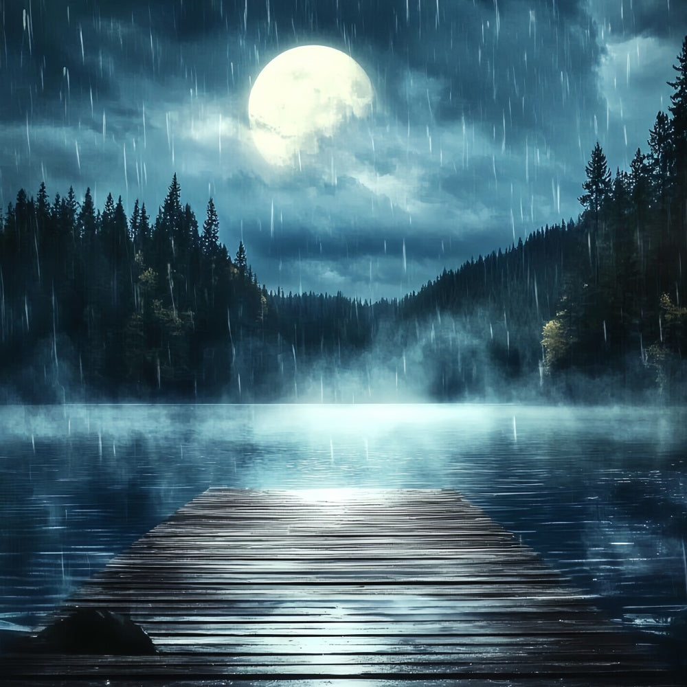 Father's Day Photo Backdrop Moonlit Rainy Dock Backdrop CSH5-57