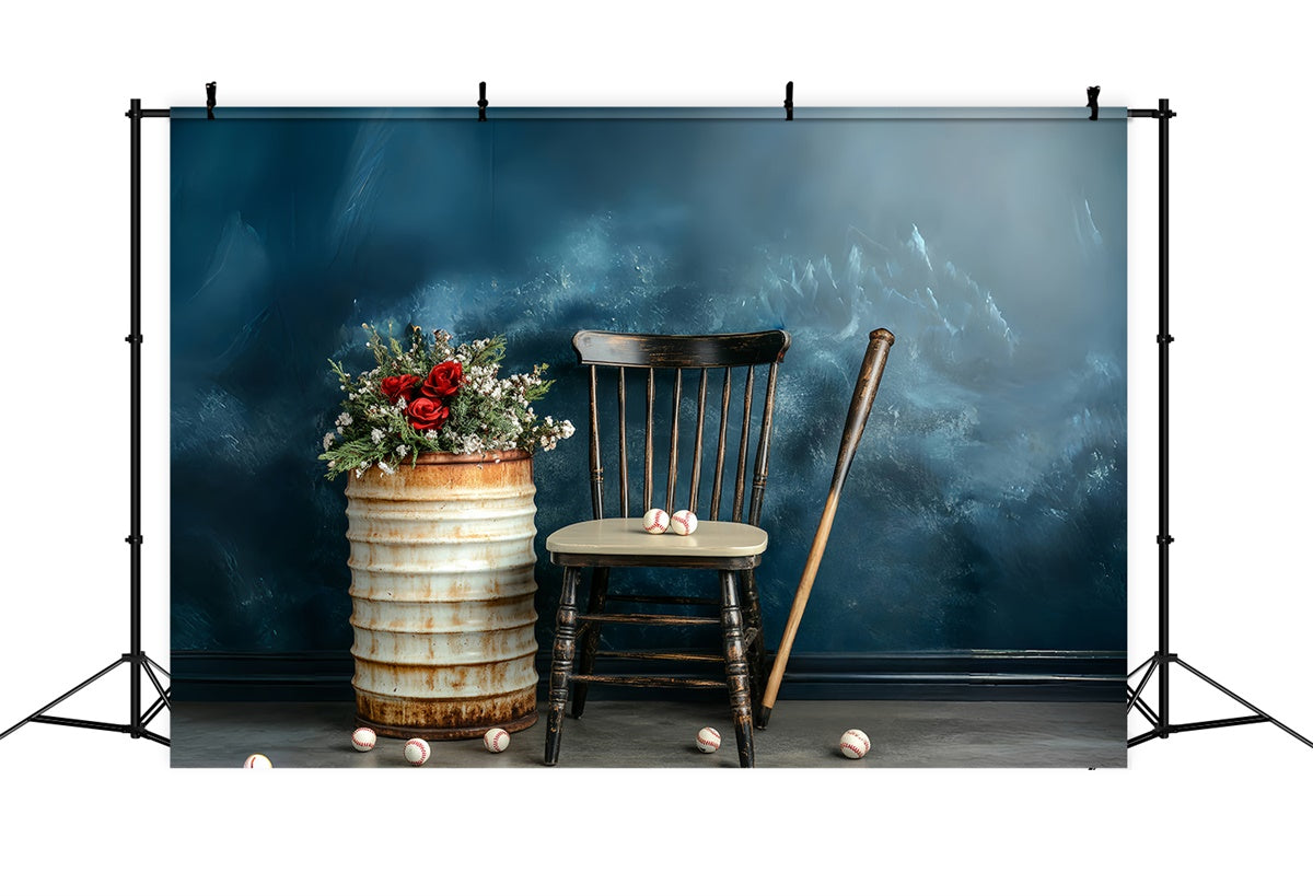 Backdrop Fathers Day Rustic Baseball Flower Backdrop CSH5-64