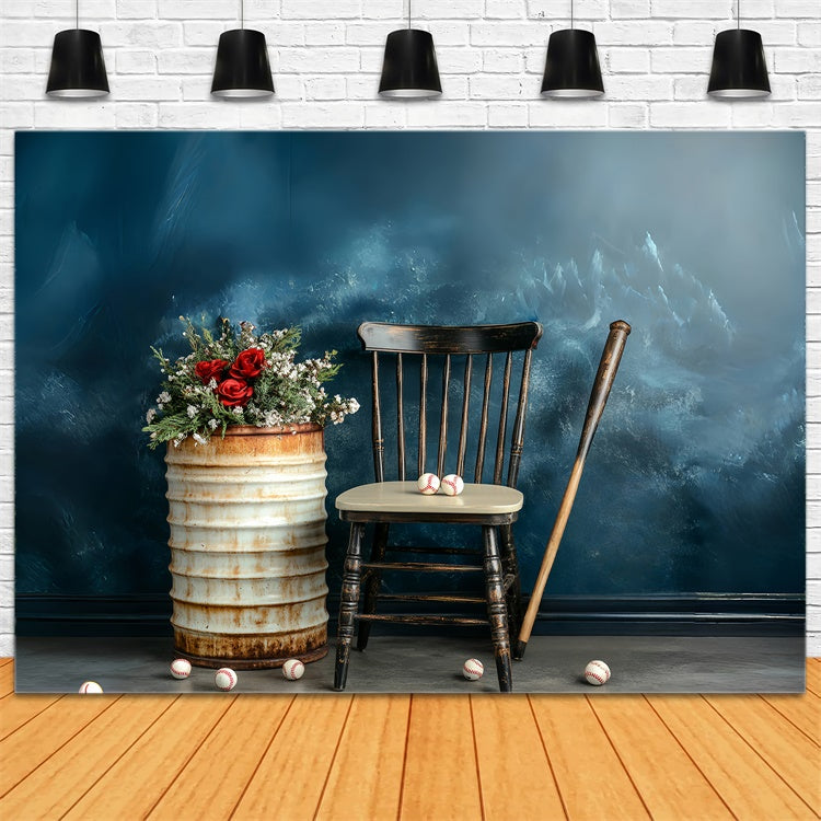 Backdrop Fathers Day Rustic Baseball Flower Backdrop CSH5-64