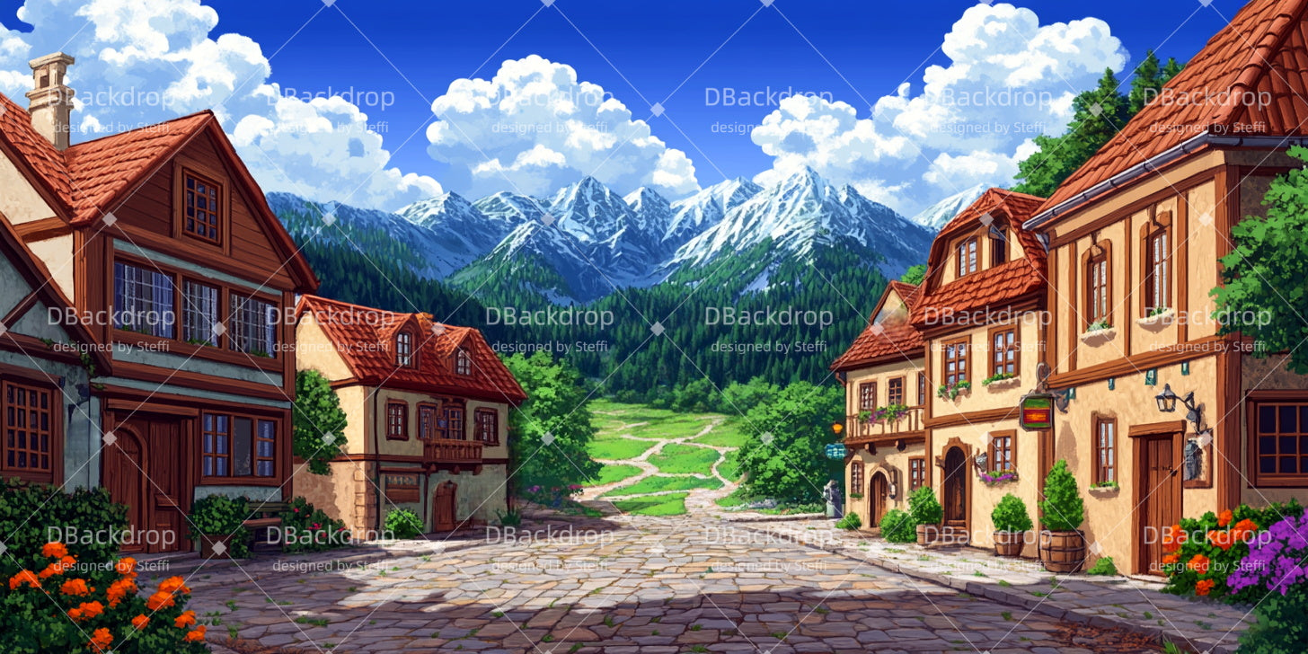 Theater Backdrop Spring Village Professional Stage Backdrops CSH510-T92