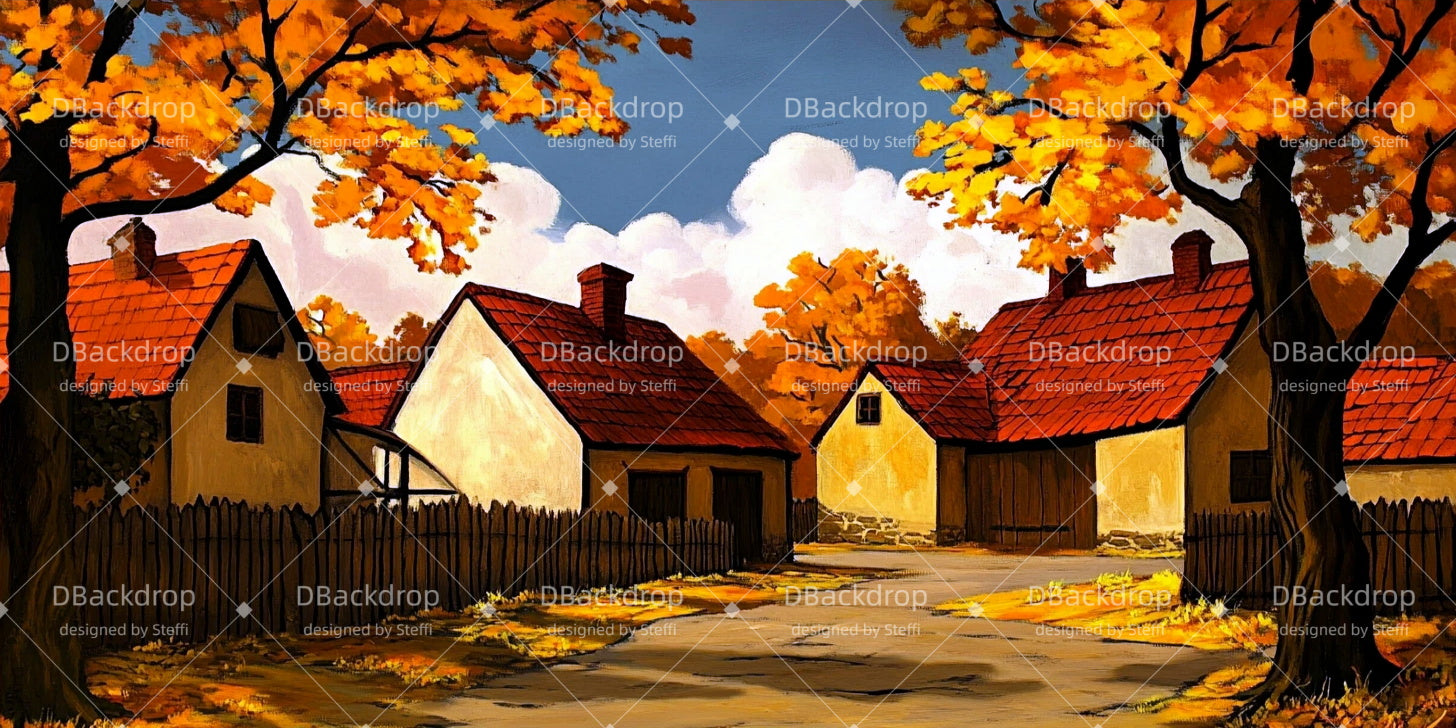 Stage Backdrops European Village Scenery Backdrops For Theater CSH511-T75