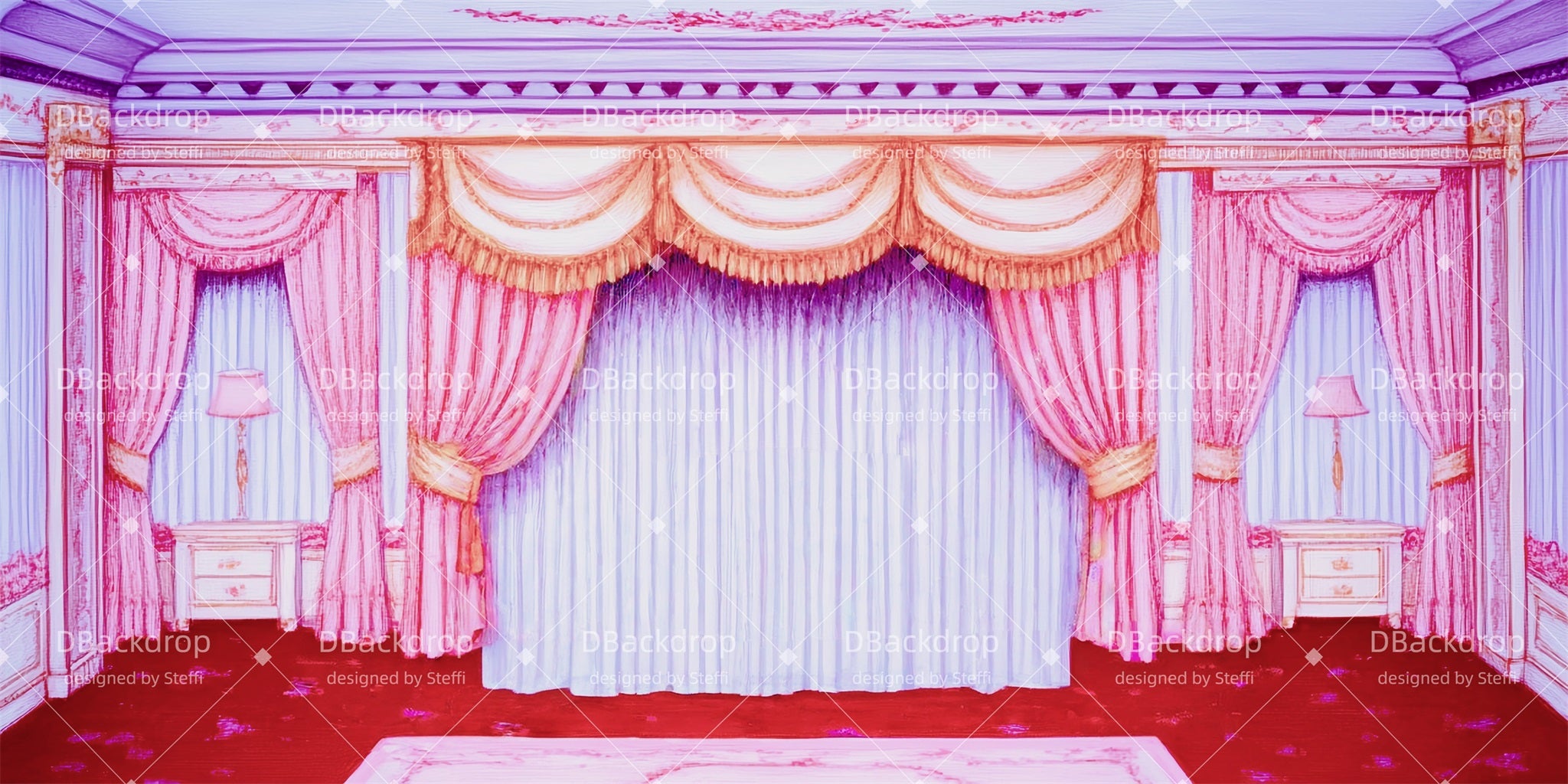 Theater Backdrop Pink Bedroom Stage Backdrops For Sale CSH511-T82