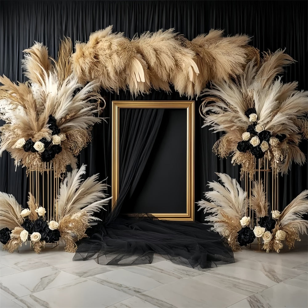 Vintage Backdrop For Photoshoot Dark Bloom Pampas Backdrop CSH57-111