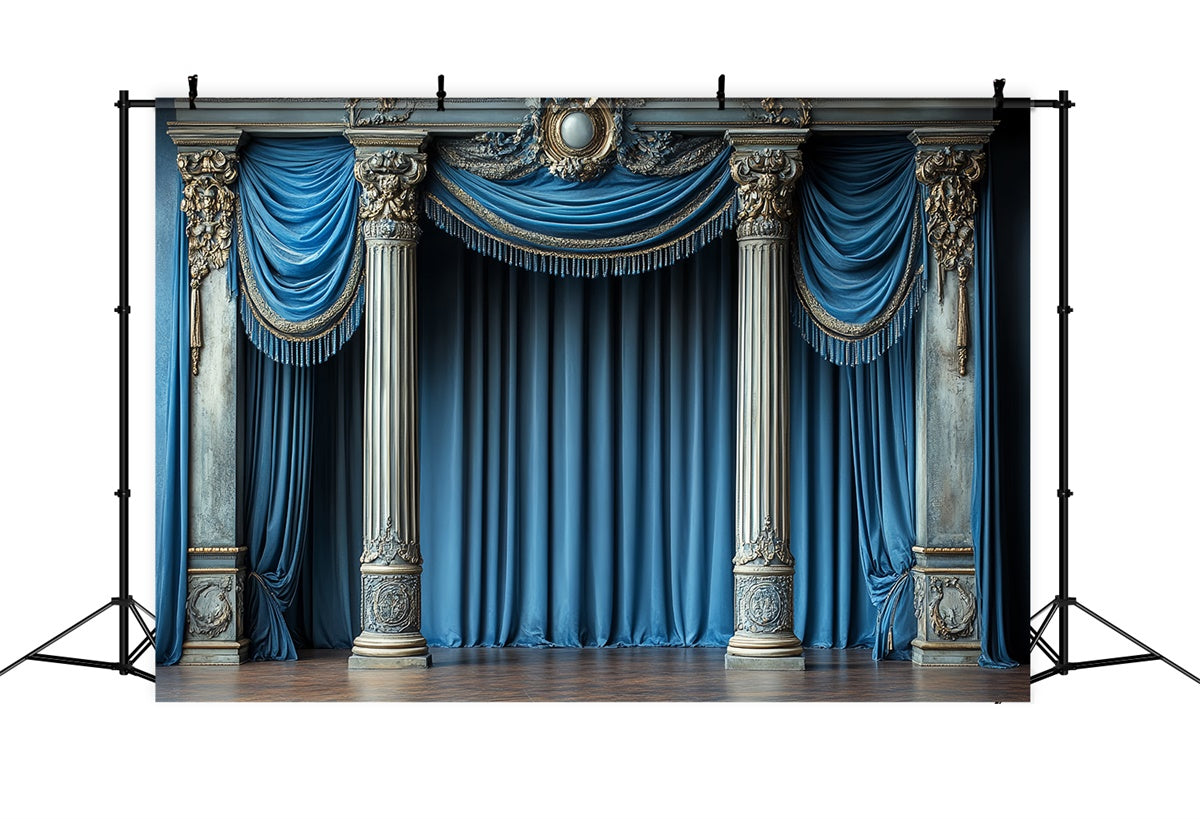 Vintage Photography Backdrop Noble Blue Column Backdrop CSH57-112
