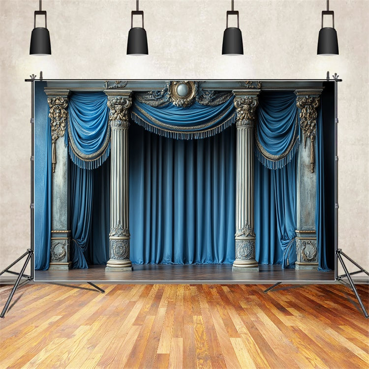 Vintage Photography Backdrop Noble Blue Column Backdrop CSH57-112