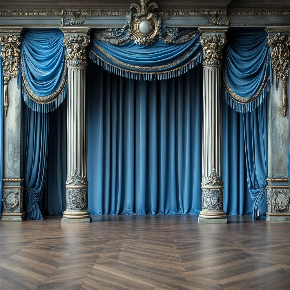 Vintage Photography Backdrop Noble Blue Column Backdrop CSH57-112