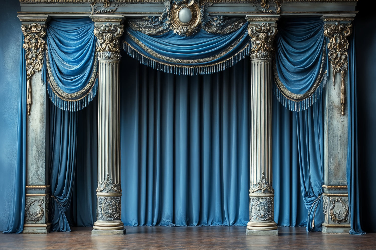 Vintage Photography Backdrop Noble Blue Column Backdrop CSH57-112