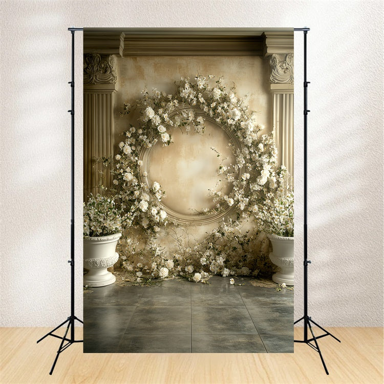 Victorian Backdrop Cream Rose Wreath Vintage Backdrops CSH57-140
