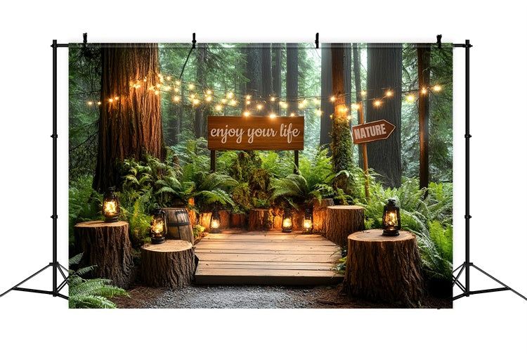 Forest Photo Backdrop Woodsy Lantern Lounge Backdrop CSH57-168