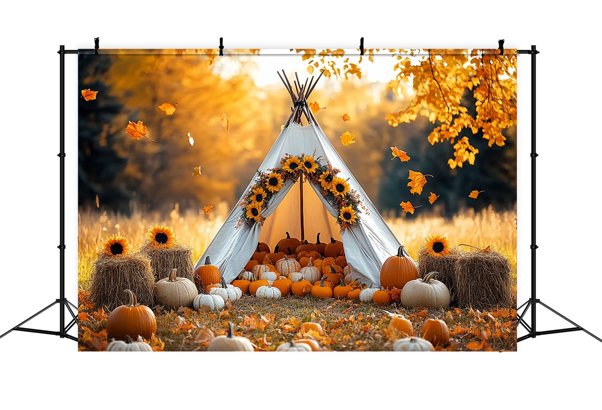 Fall Photo Backdrop Cozy Harvest Teepee Scene Backdrop CSH57-184