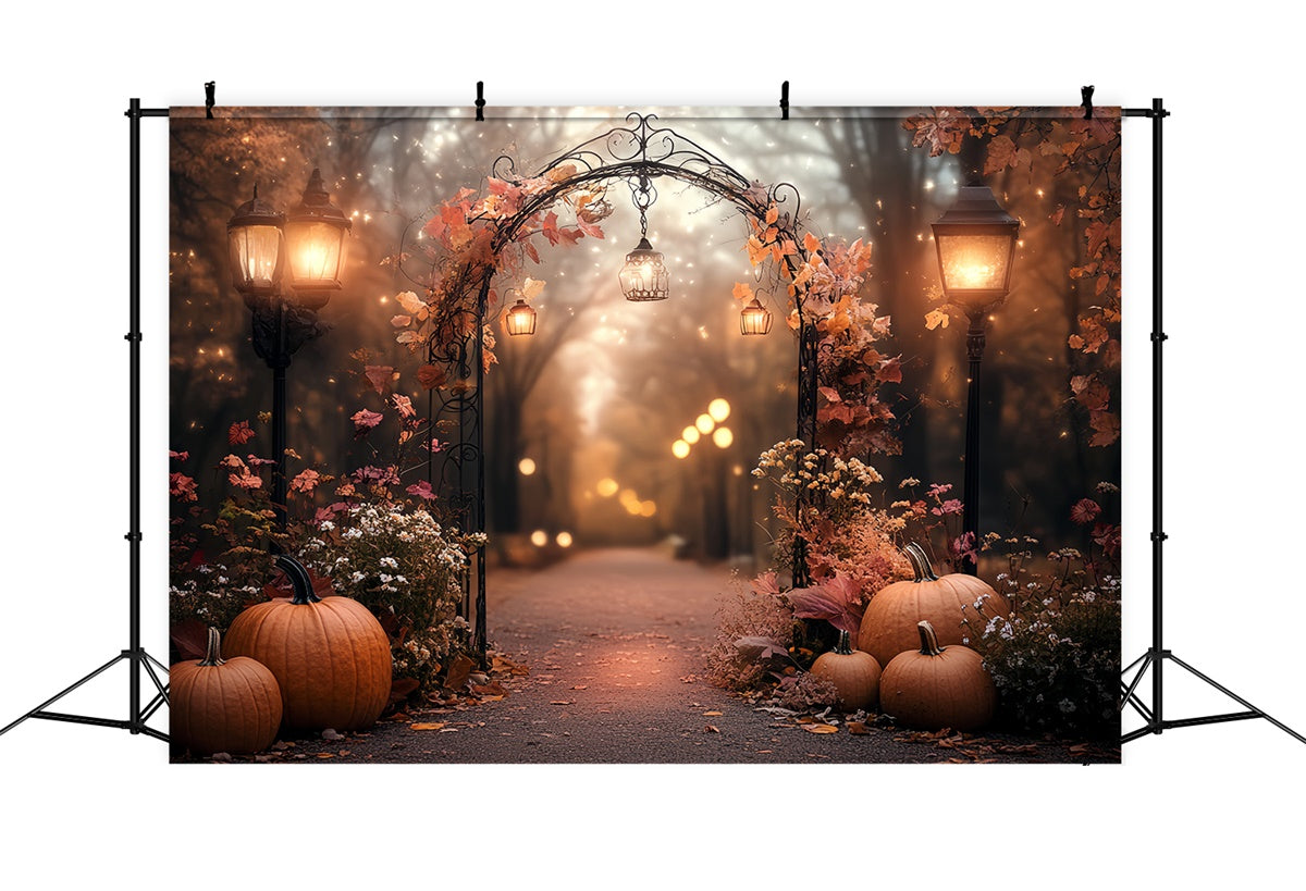 Fall Forest Backdrop Pumpkin Lantern Garden Arch Backdrop CSH57-197