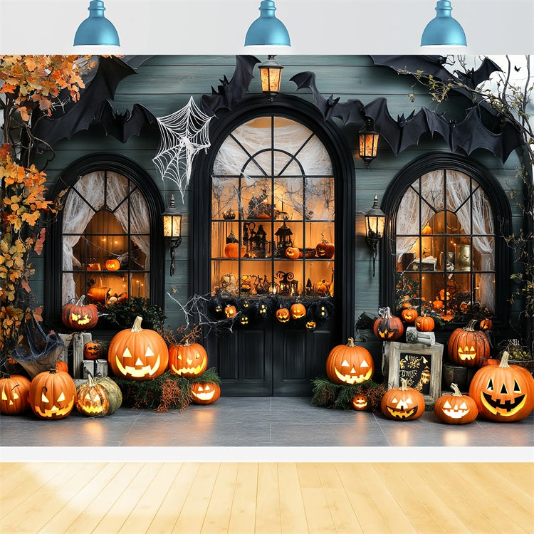 Halloween Backdrop For Photos Pumpkin Window Glow Backdrop CSH57-64