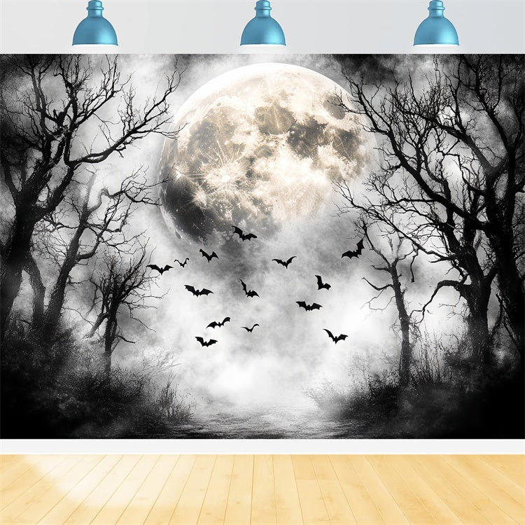 Forest Backdrops Nocturnal Flight Moon Halloween Backdrop CSH57-68
