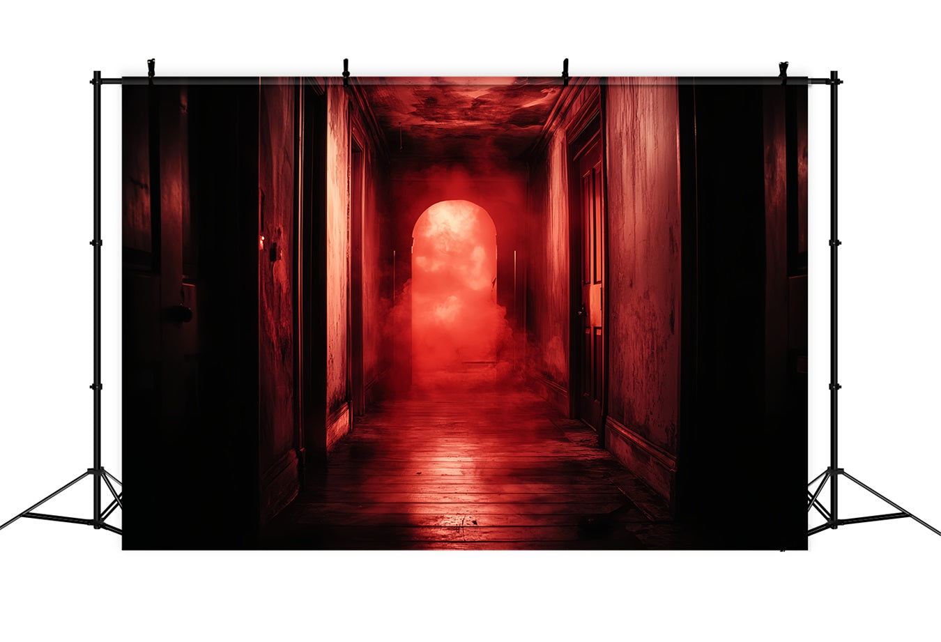 Spooky Backdrop Haunted Red Fog Hallway Halloween Photo Backdrop CSH58-55