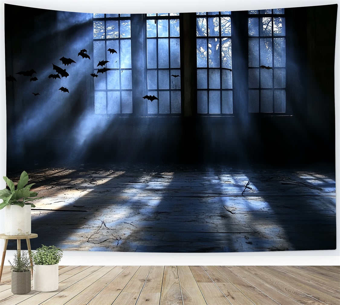 Spooky Backdrop Haunted Window Bat Shadows Halloween Backdrops CSH58-58