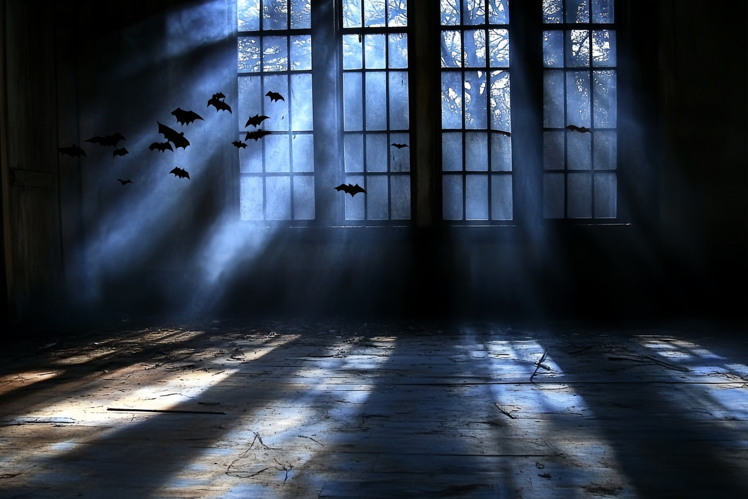 Spooky Backdrop Haunted Window Bat Shadows Halloween Backdrops CSH58-58