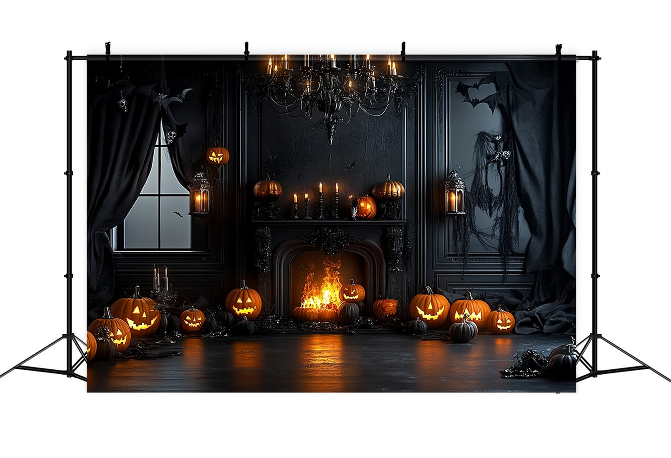 Fireplace Backdrop Pumpkin Fireplace Gothic Room Halloween Backdrop CSH58-66