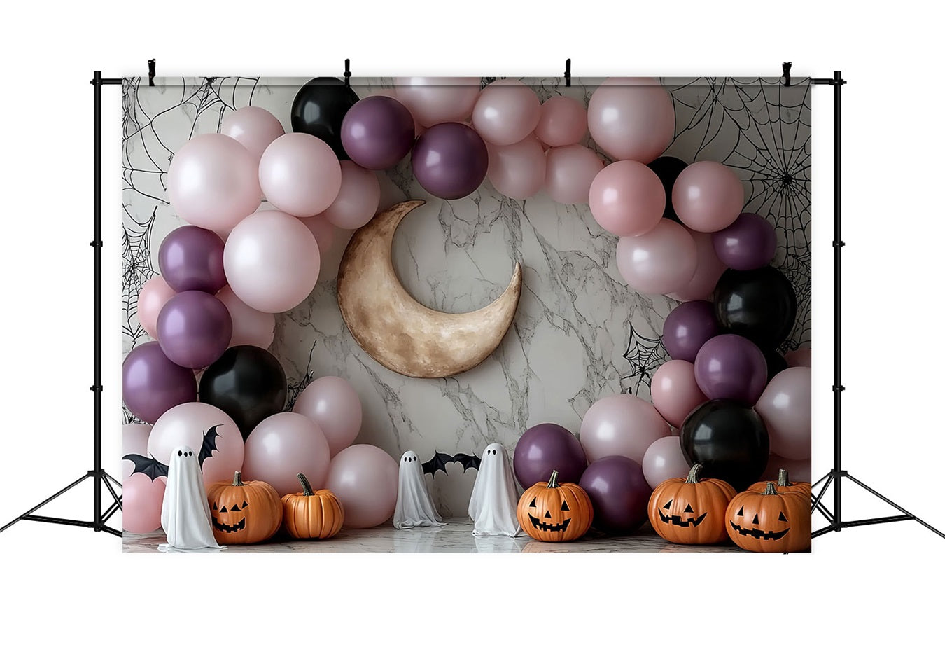 Moon Backdrop Pink Balloon Moon Arch Halloween Photo Backdrop Ideas CSH58-67