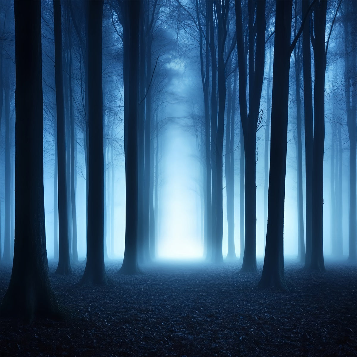 Dark Backdrop Blue Mist Dark Woods Halloween Backdrops for Photos CSH58-79