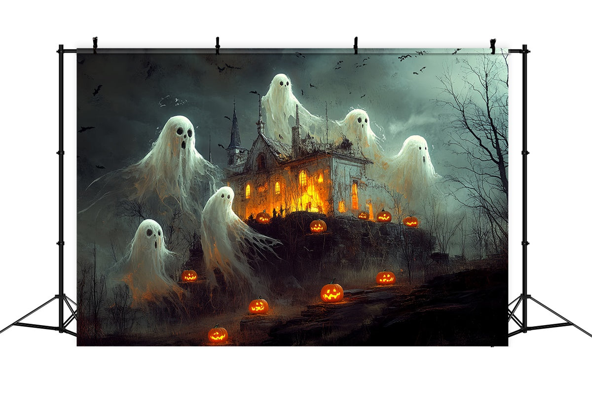 Scary Halloween Backdrop Ghost Parade Pumpkin Path Backdrop CSH6-101