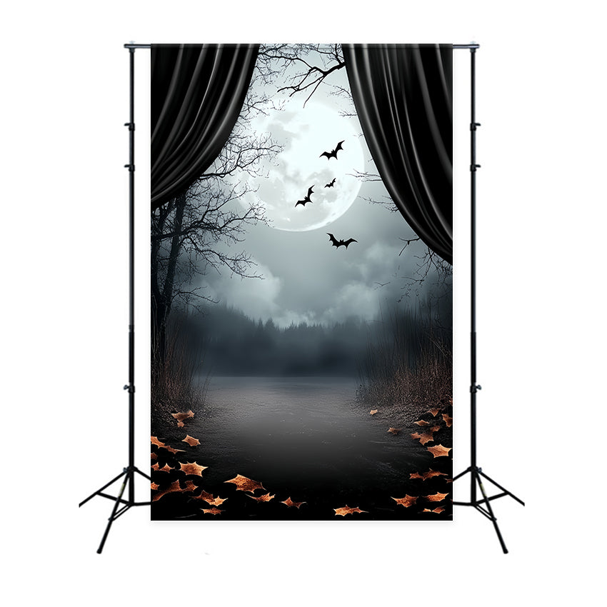 Halloween Moon Backdrop Moonlit Curtain Shadows Backdrop CSH6-110