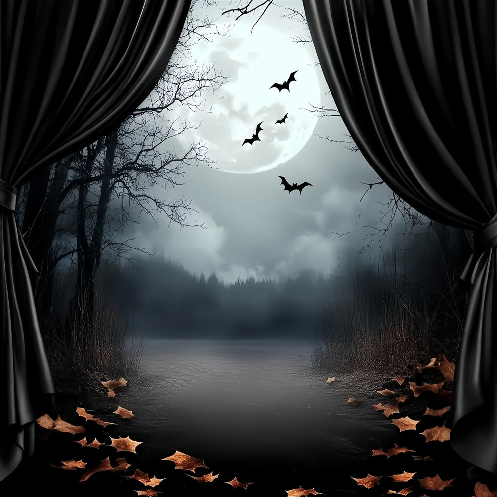 Halloween Moon Backdrop Moonlit Curtain Shadows Backdrop CSH6-110