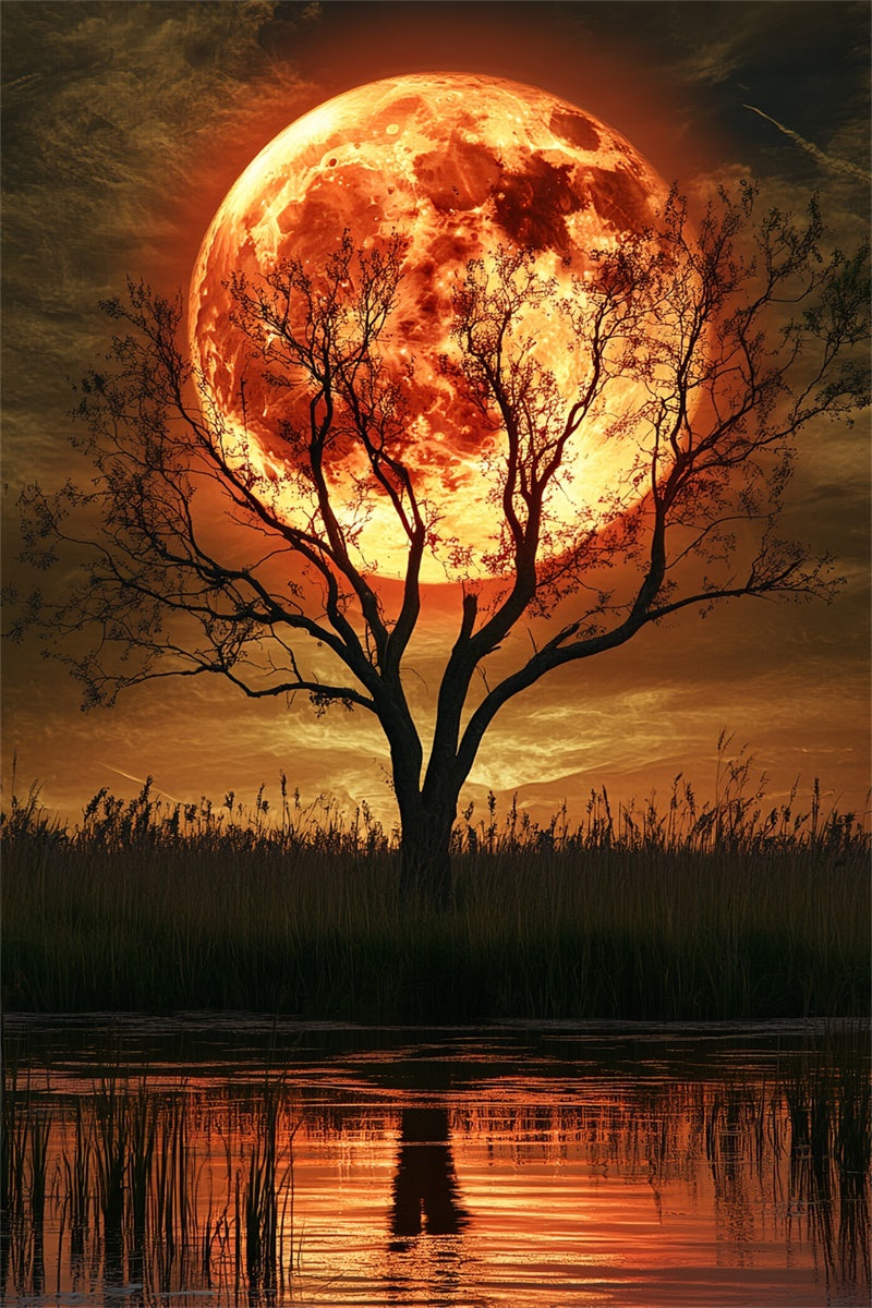 Halloween Moon Backdrop Crimson Moon Willow Backdrop CSH6-112