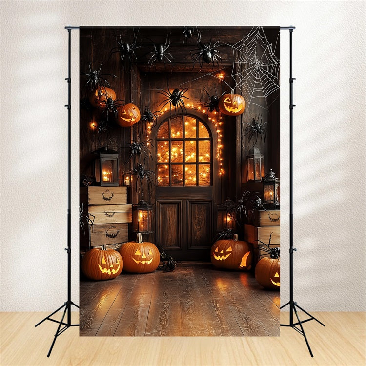 Halloween Backdrops Haunted Entry Pumpkin Spider Backdrop CSH6-113