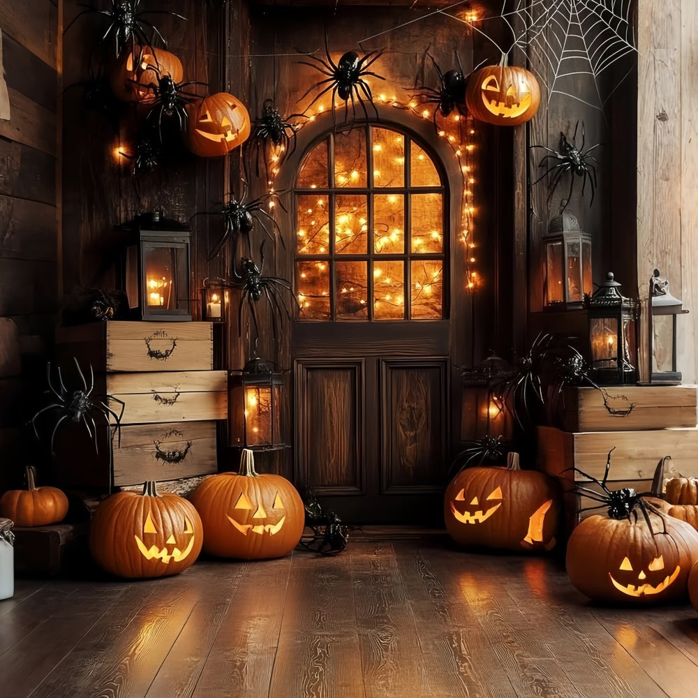 Halloween Backdrops Haunted Entry Pumpkin Spider Backdrop CSH6-113