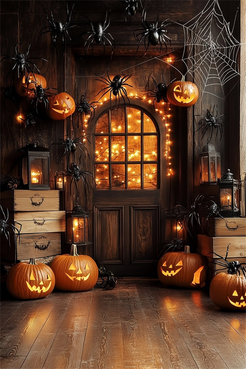Halloween Backdrops Haunted Entry Pumpkin Spider Backdrop CSH6-113