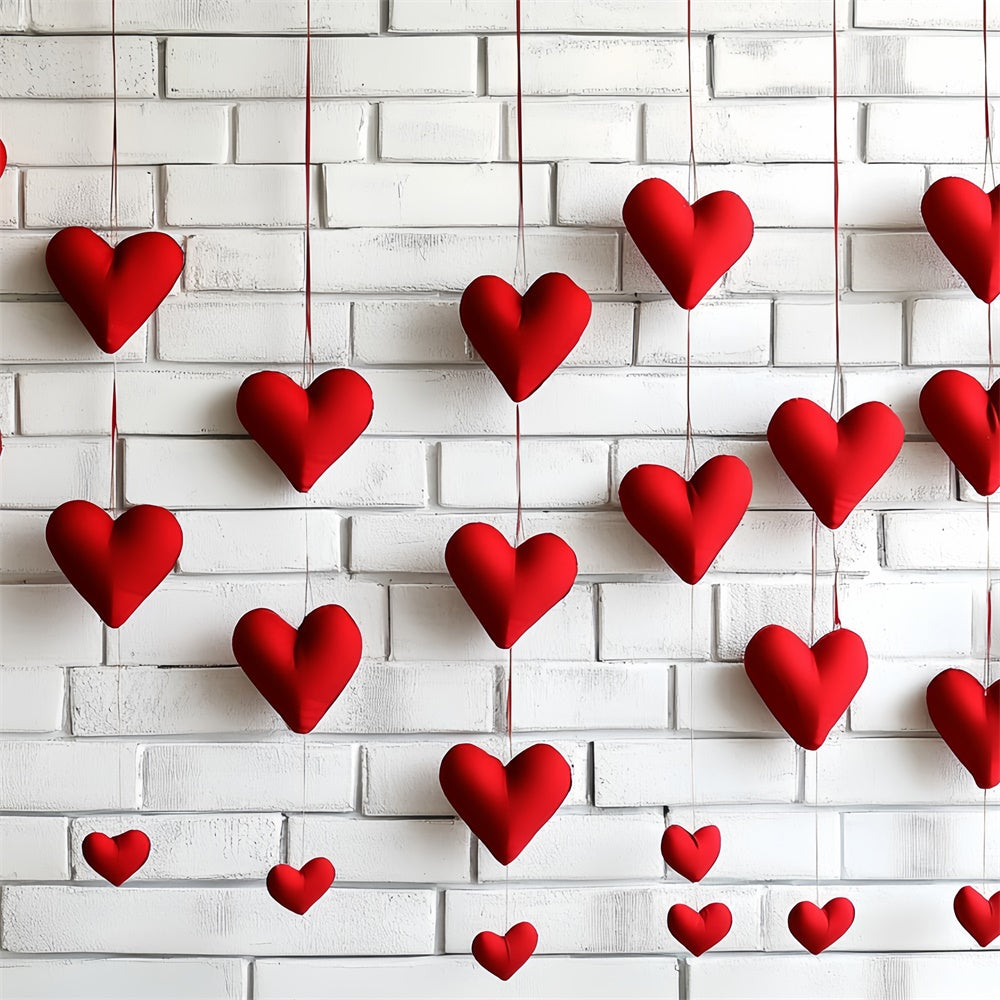 Valentine's Backdrop Minimalist Red Heart Brick Wall Backdrop CSH6-132