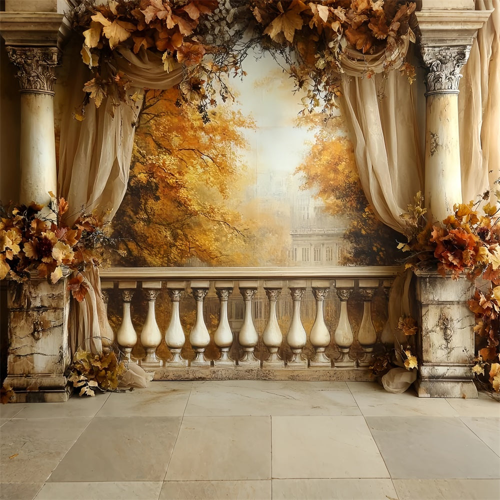 Fall Photo Backdrop Vintage Balcony Elegance Backdrop CSH6-187