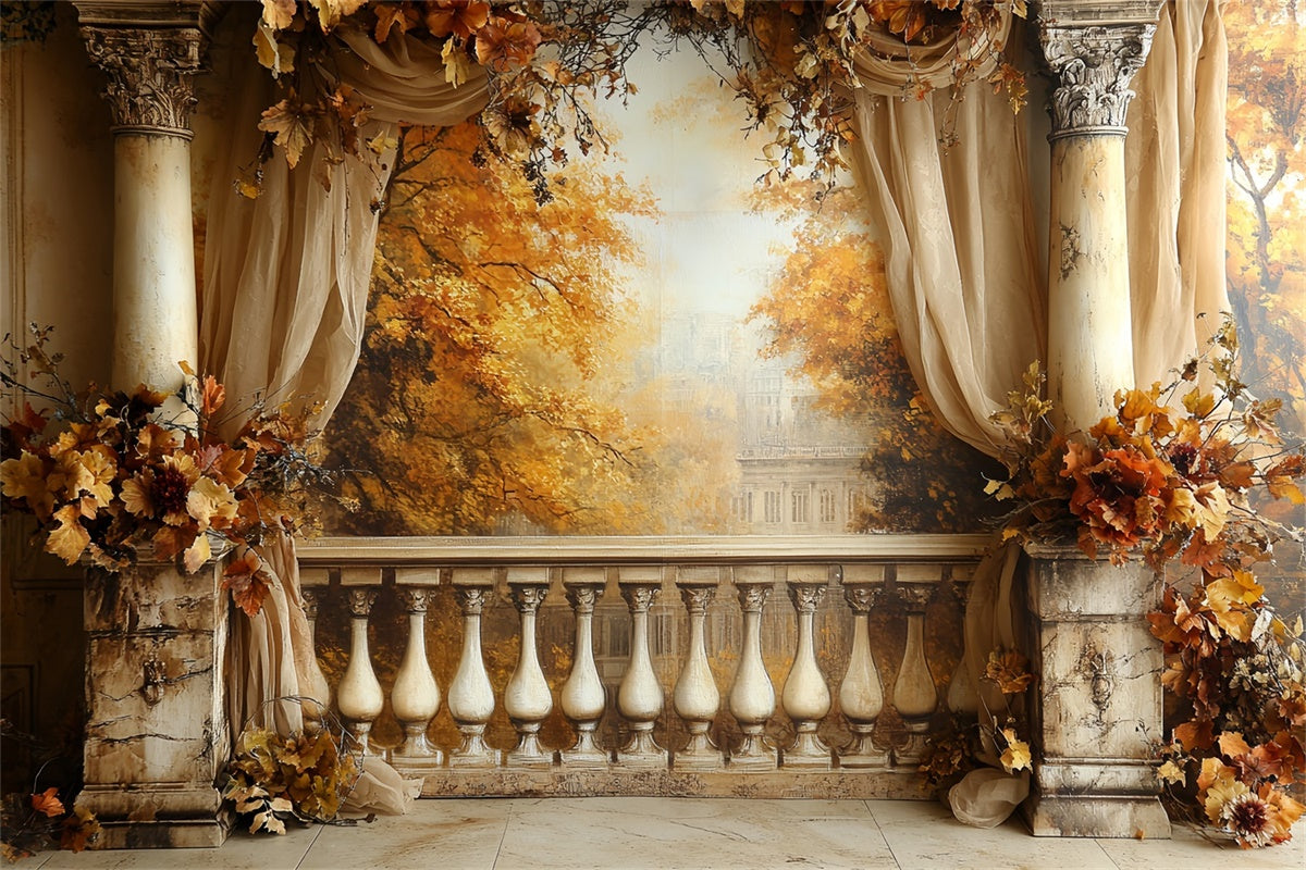 Fall Photo Backdrop Vintage Balcony Elegance Backdrop CSH6-187
