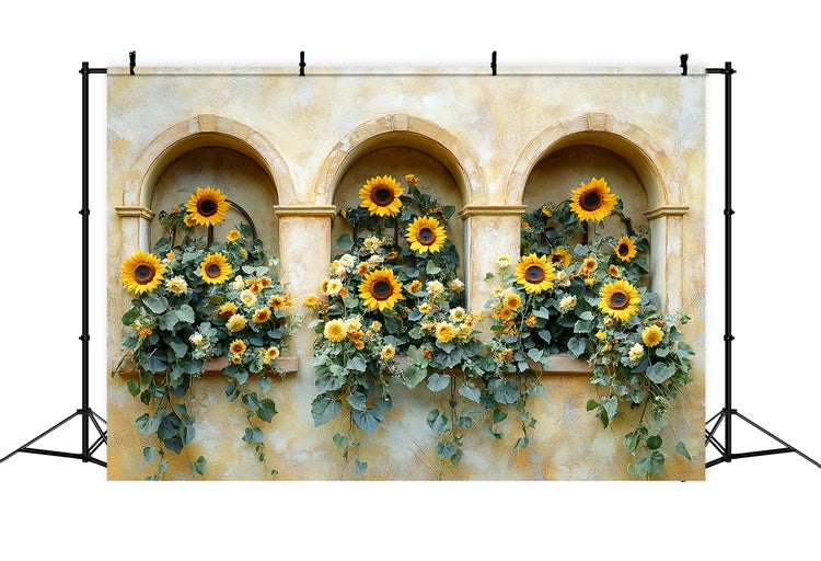 Autumn Photo Backdrop Sunny Archway Sunflower Backdrop CSH6-188