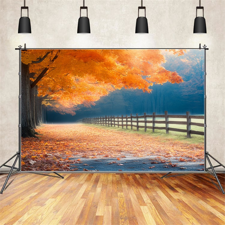 Forest Photography Backdrop Rustic Fence Trail Fall Backdrop CSH6-195