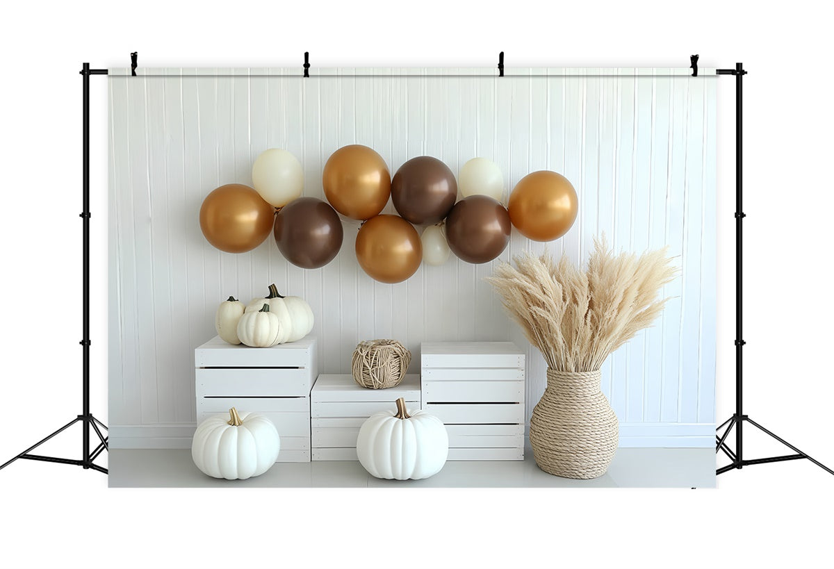 Boho Backdrop Cream Pumpkin Balloon Fall Photo Backdrops CSH6-196
