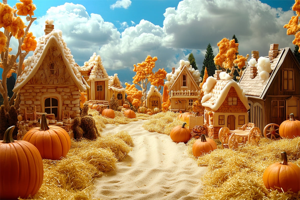 Fall Backdrop For Photos Pumpkin Cottage Lane Backdrop CSH6-197