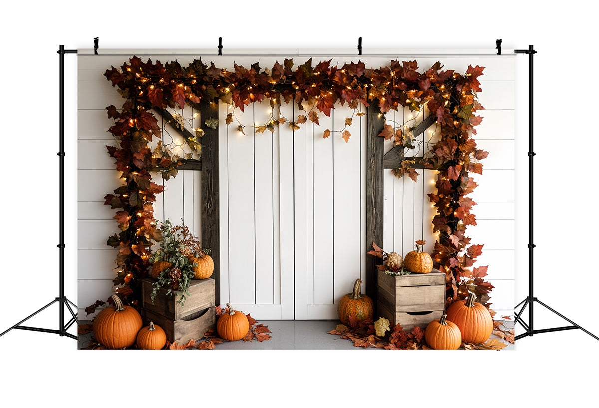Autumn Photography Backdrops Fall Porch Garland Backdrop CSH6-198