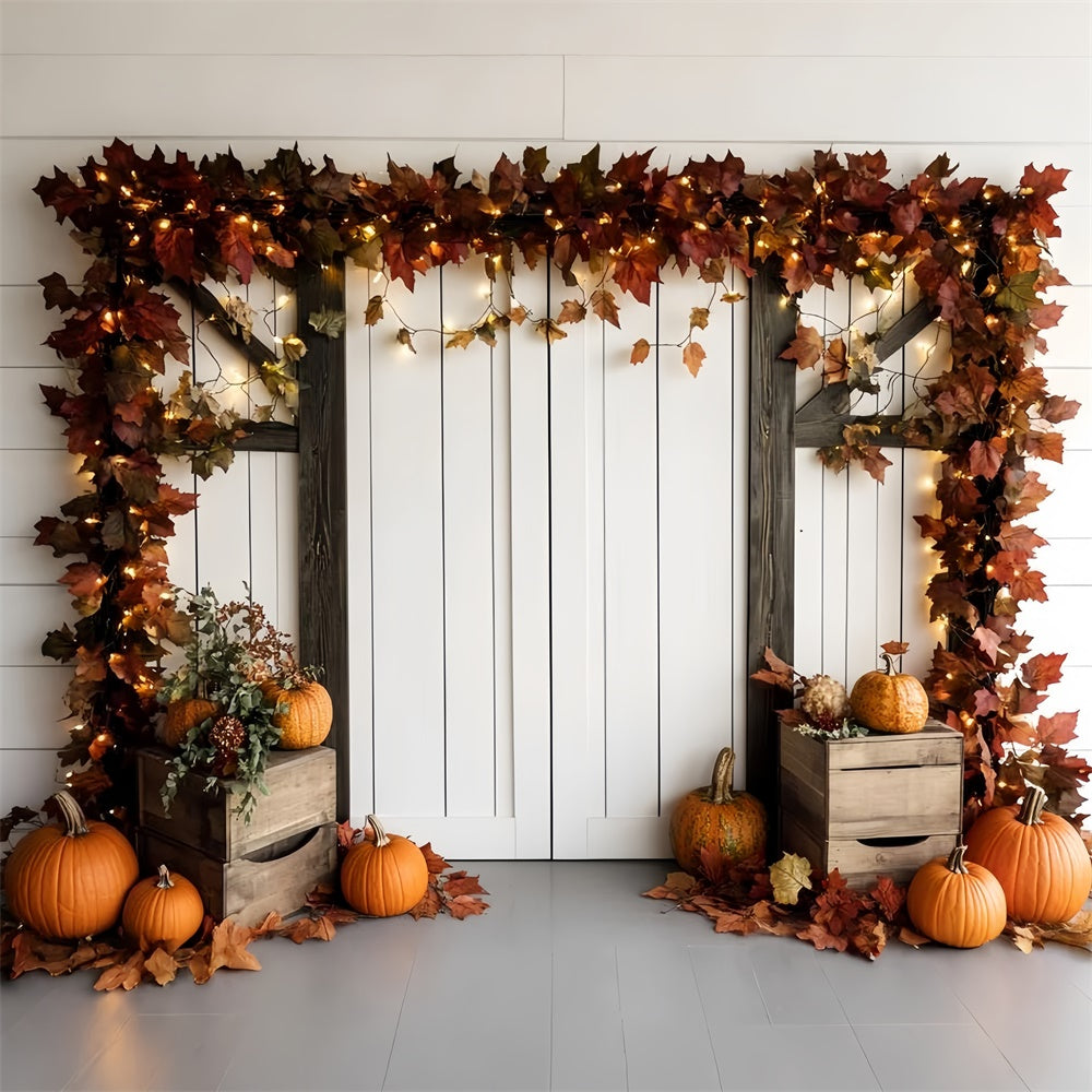 Autumn Photography Backdrops Fall Porch Garland Backdrop CSH6-198