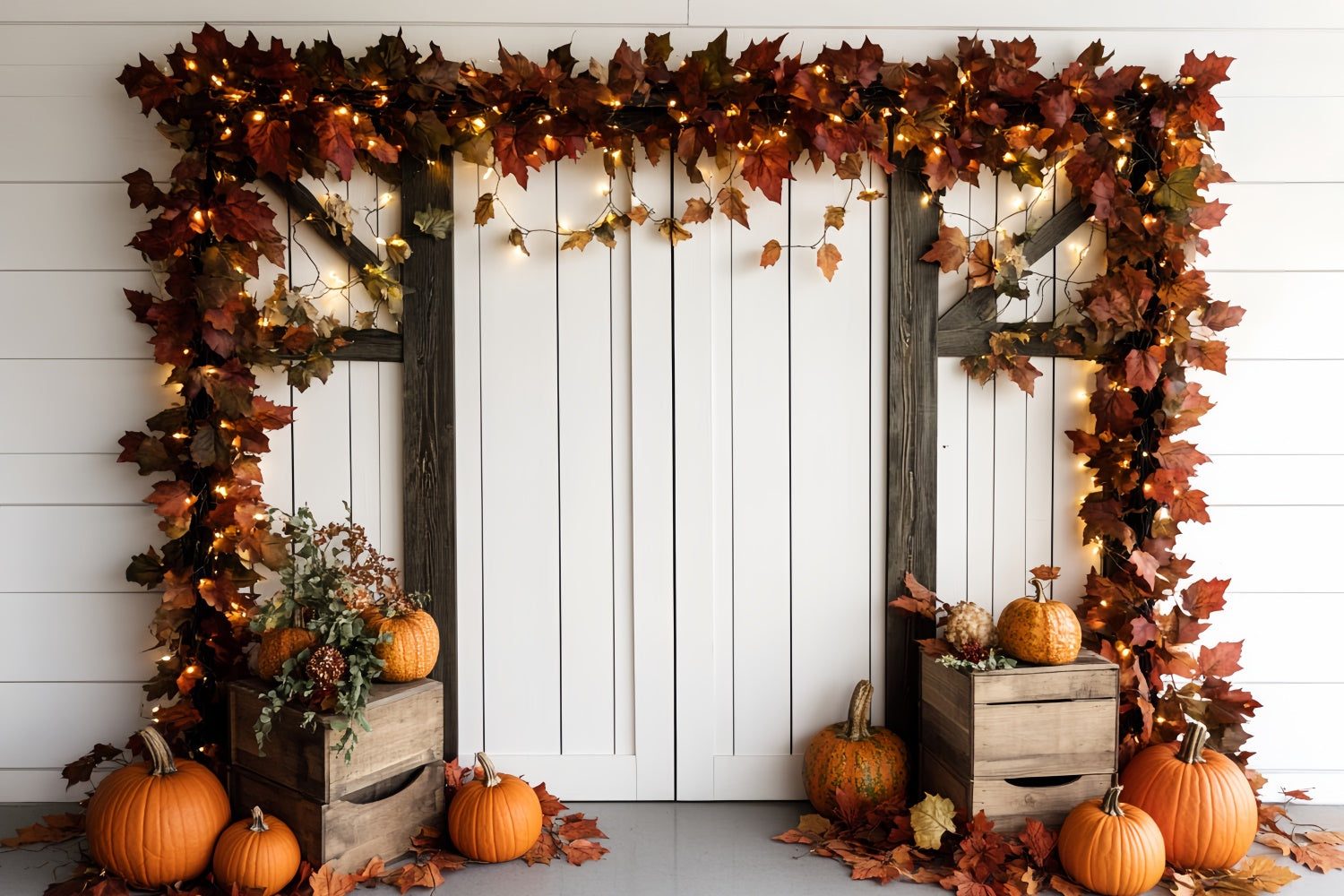 Autumn Photography Backdrops Fall Porch Garland Backdrop CSH6-198